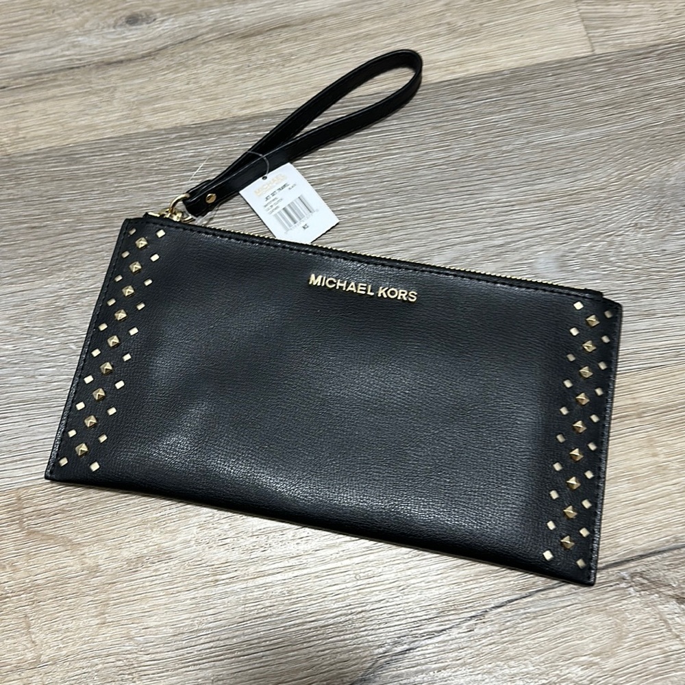 Michael Kors Black Studded Wristlet/Clutch